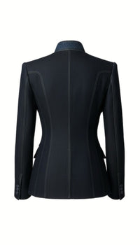 Cord-Trim Sculpted Stand-Collar Jacket