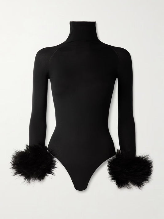 Custom Turtleneck Bodysuit with Plush Cuff Trim