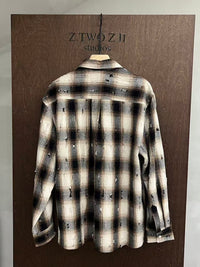 Distressed Plaid Cotton Shirt