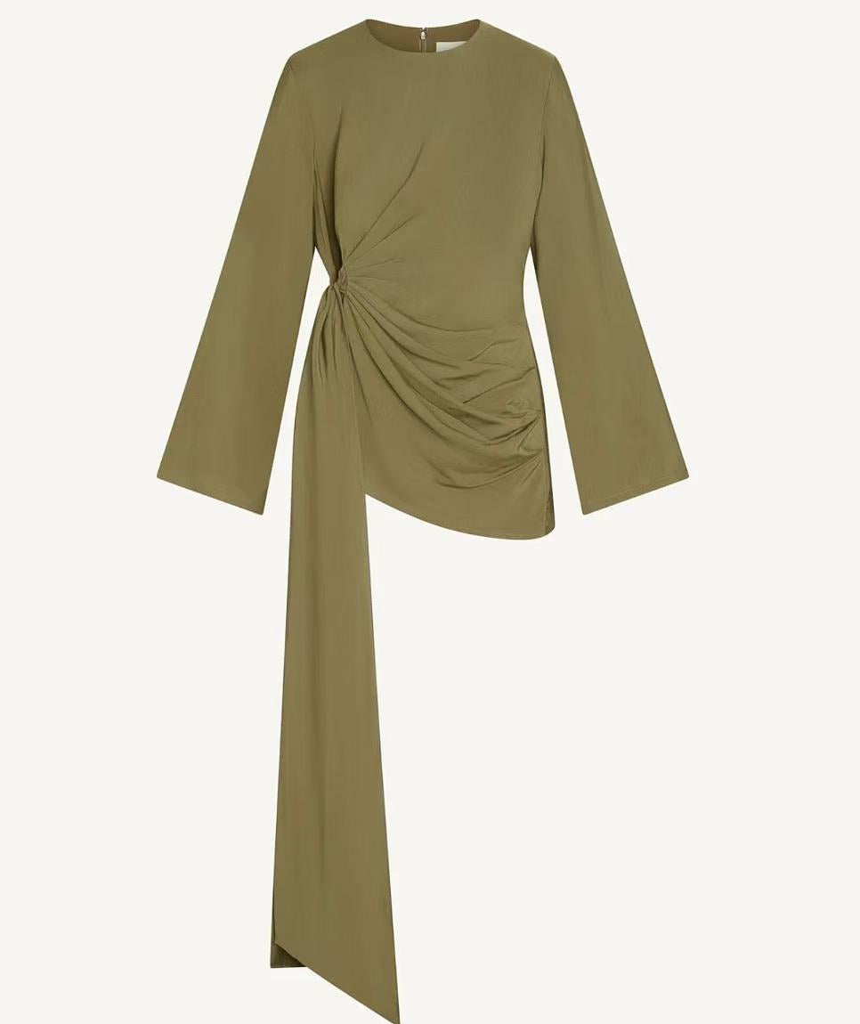 Ruched Asymmetric Sash Top
