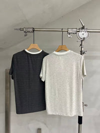 Layered-Neck Short-Sleeve Tee