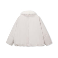 Plush-Collar Drawcord Goose Down Jacket