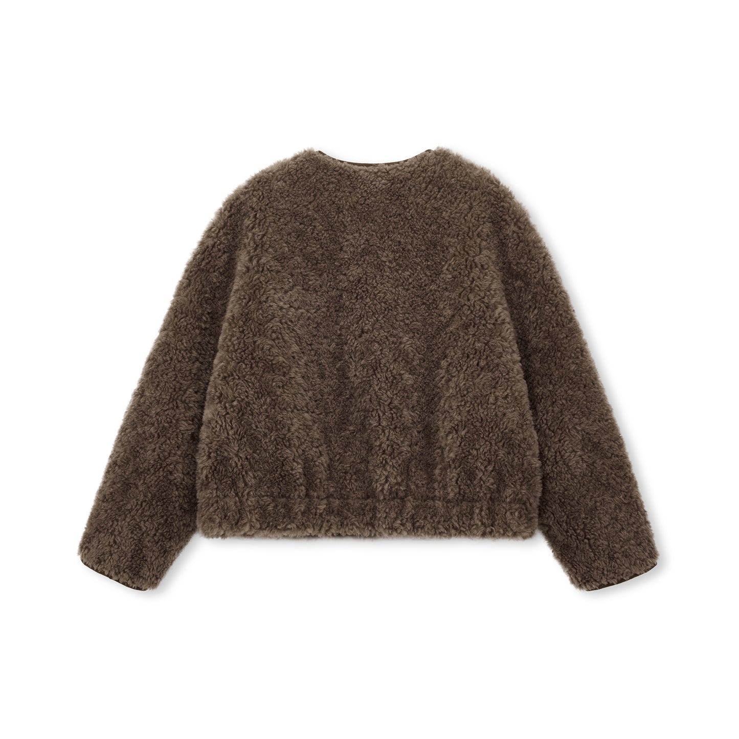 Shearling Button-Front Cropped Jacket