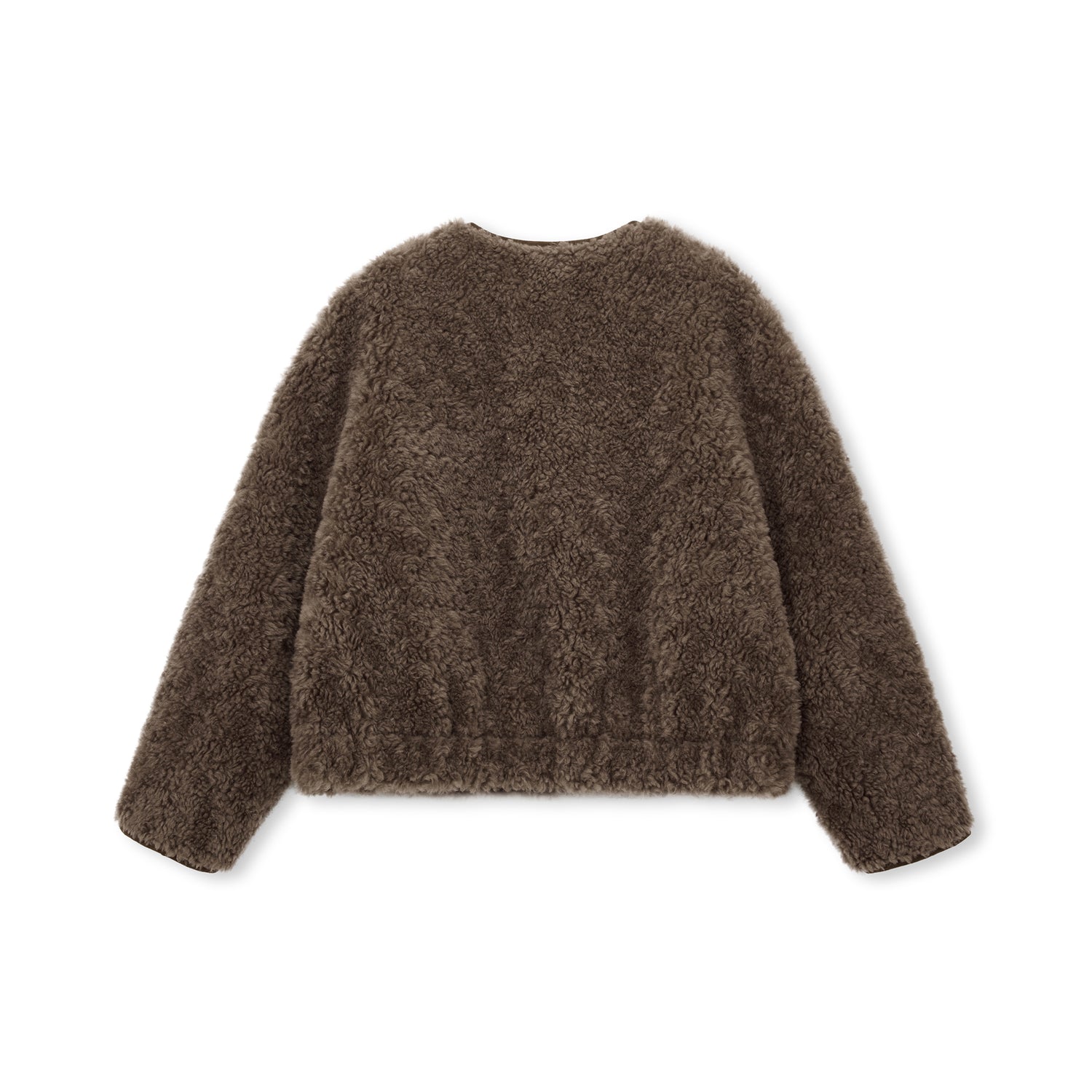 Shearling Button-Front Cropped Jacket