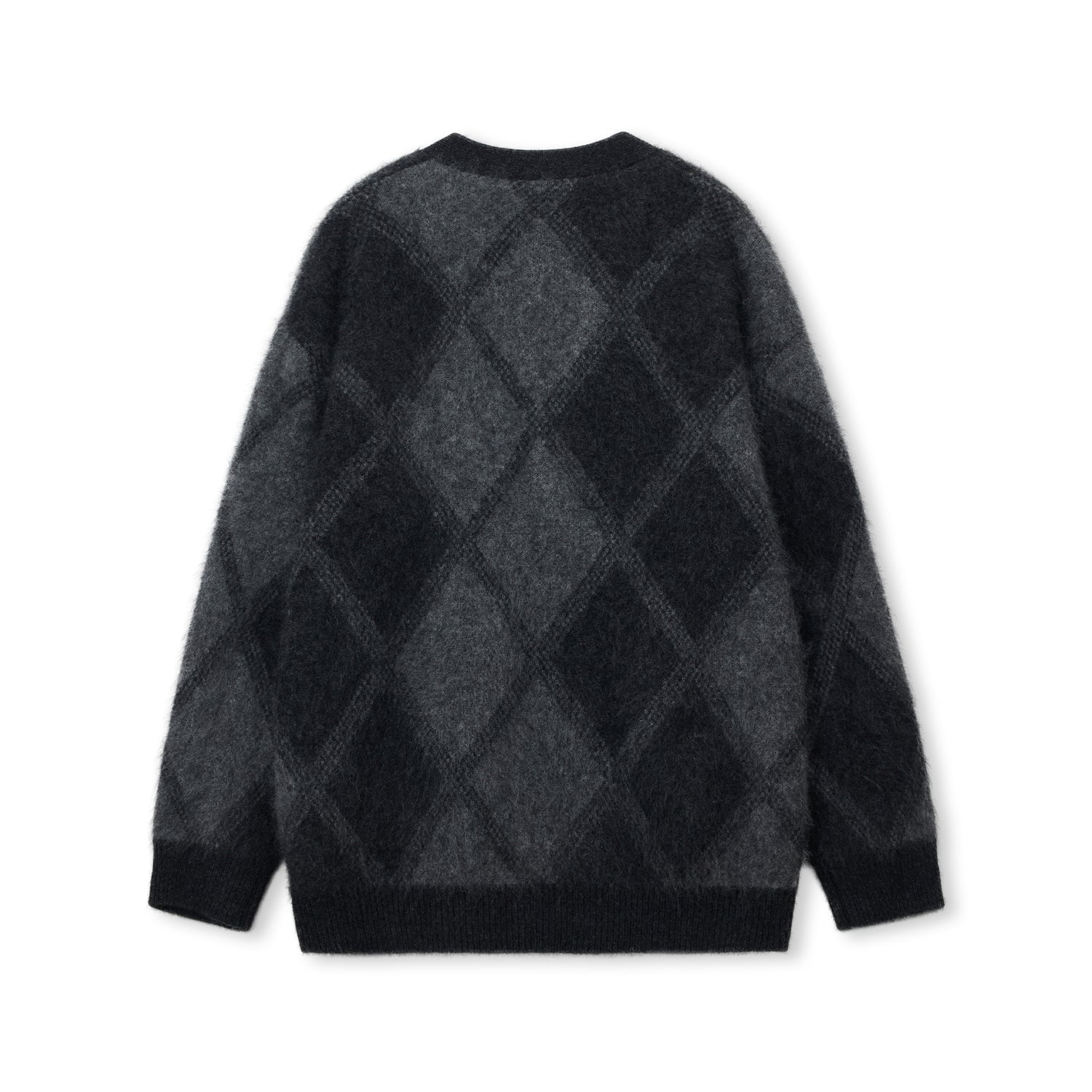 Argyle Wool-Blend V-Neck Cardigan