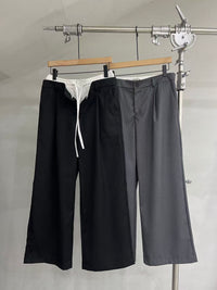 Layered-Waist Wide-Leg Trousers