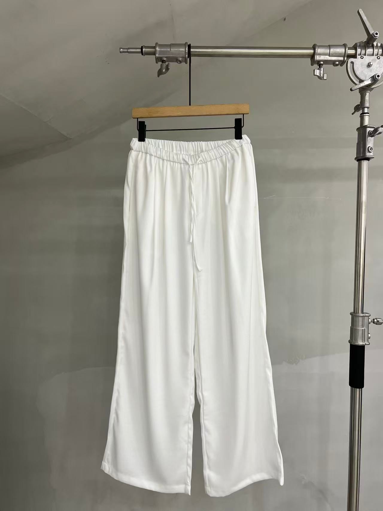 Relaxed Drawstring Wide-Leg Lounge Trousers