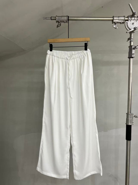 Relaxed Drawstring Wide-Leg Lounge Trousers