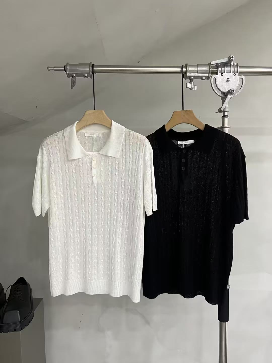 Cable-Texture Slim-Fit Knit Polo Shirt
