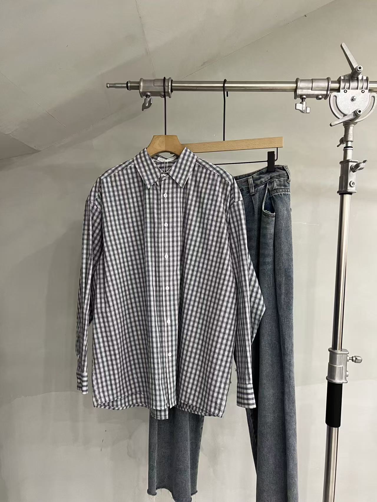 Monochrome Check Relaxed Shirt