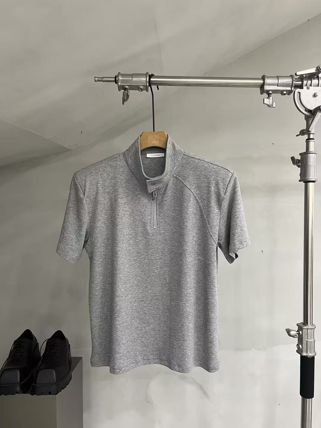 Half-Zip Mock-Neck Stretch Tee