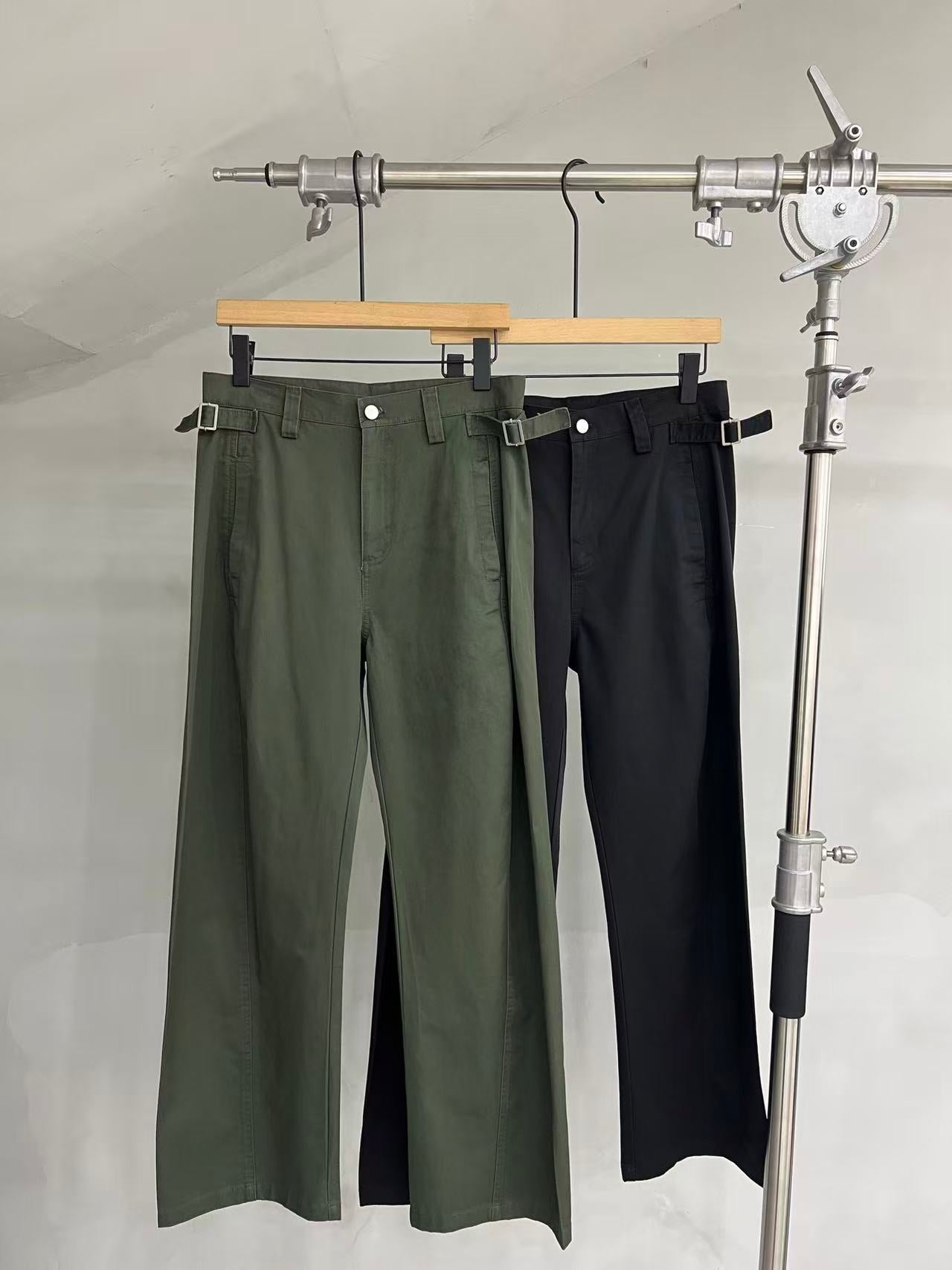 Side-Tab Wide-Leg Trousers
