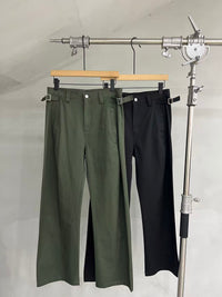 Side-Tab Wide-Leg Trousers