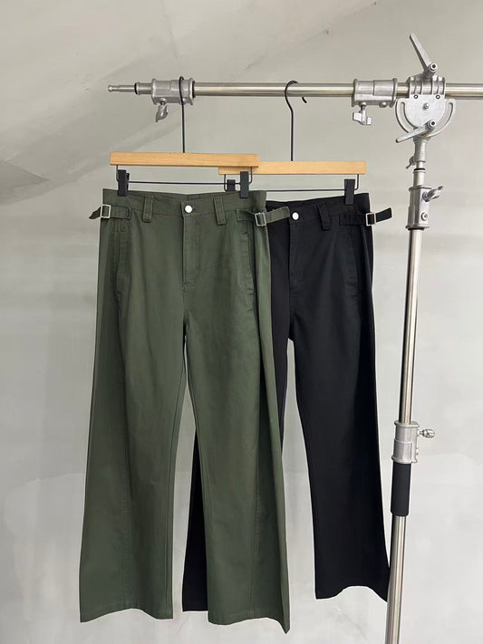 Side-Tab Wide-Leg Trousers