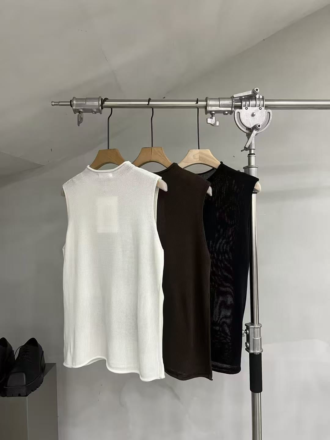 Sheer Fine-Knit Sleeveless Top