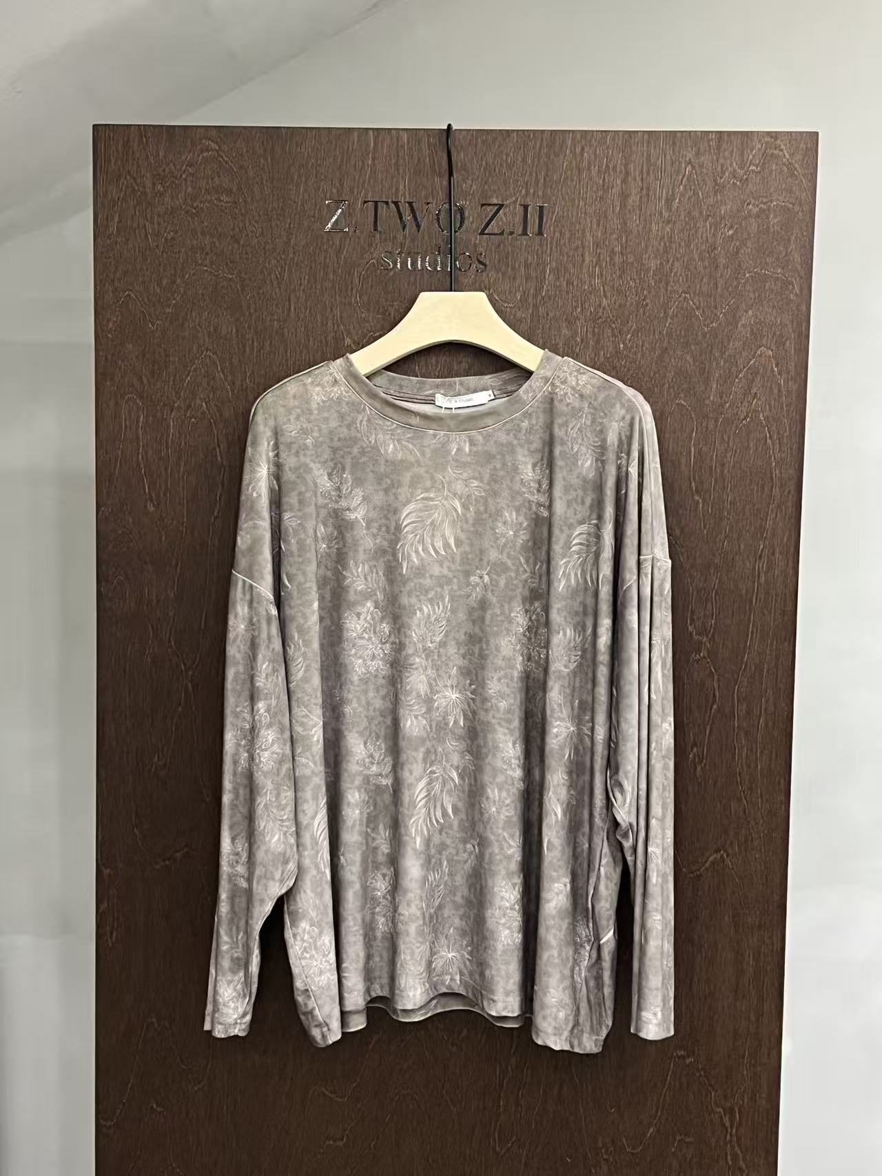 Washed Botanical Relaxed Long-Sleeve Tee