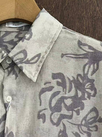 Abstract Floral Linen-Blend Shirt