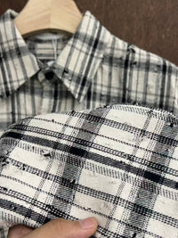 Distressed Monochrome Plaid Cotton Shirt
