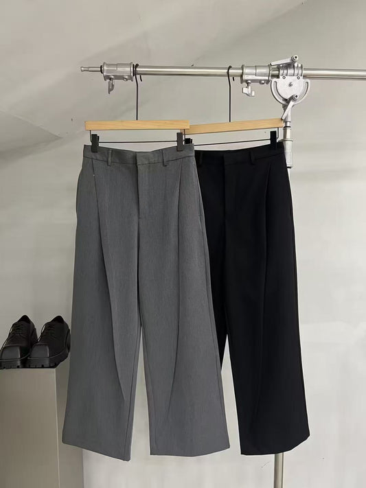 Tailored Wide-Leg Crease Trousers