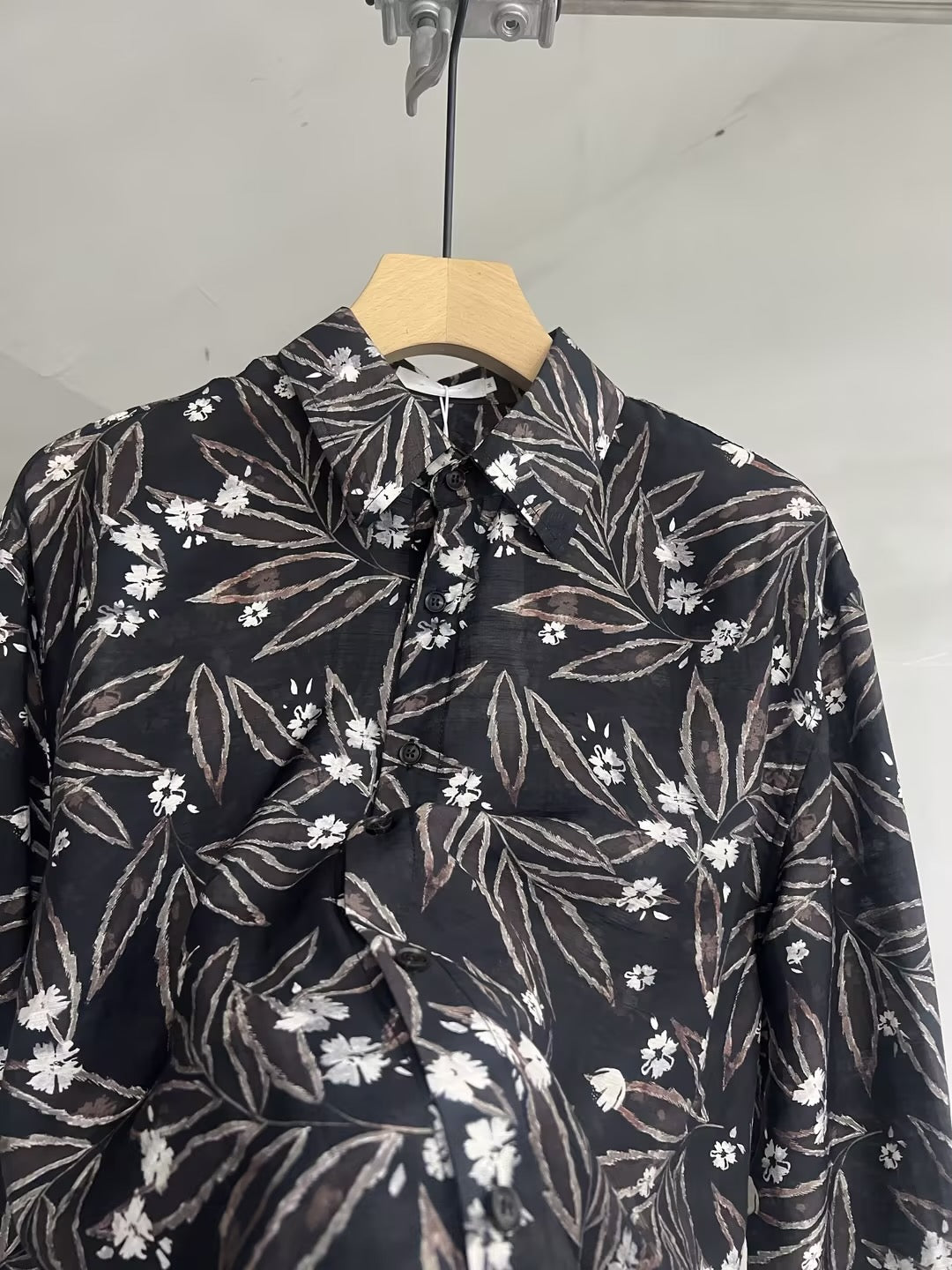 Botanical Print Relaxed Long Sleeve Shirt