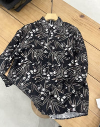Botanical Print Relaxed Long Sleeve Shirt