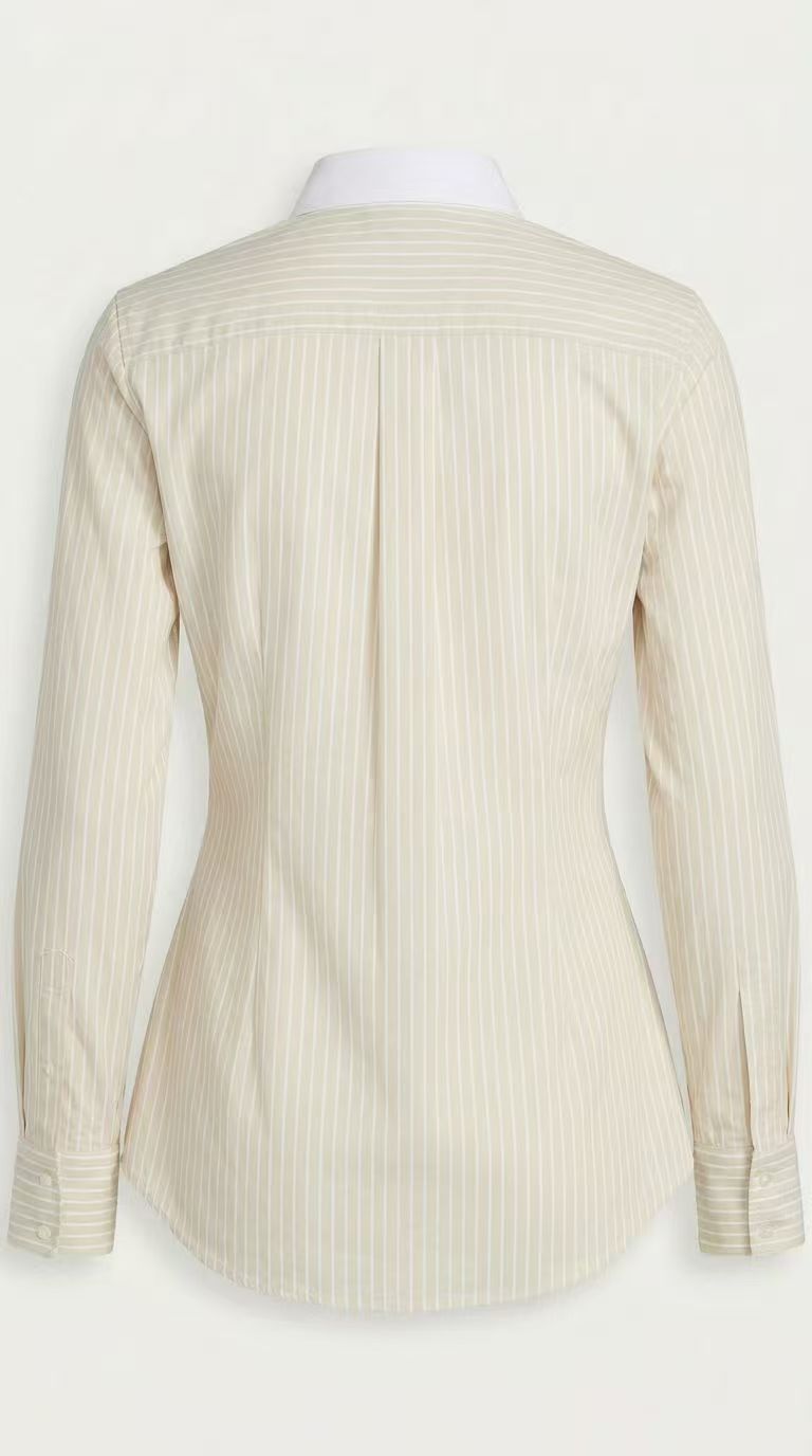 Contrast Bib Pinstripe Tailored Shirt