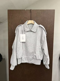 Double-Breasted Shoulder-Detail Bomber Jacket