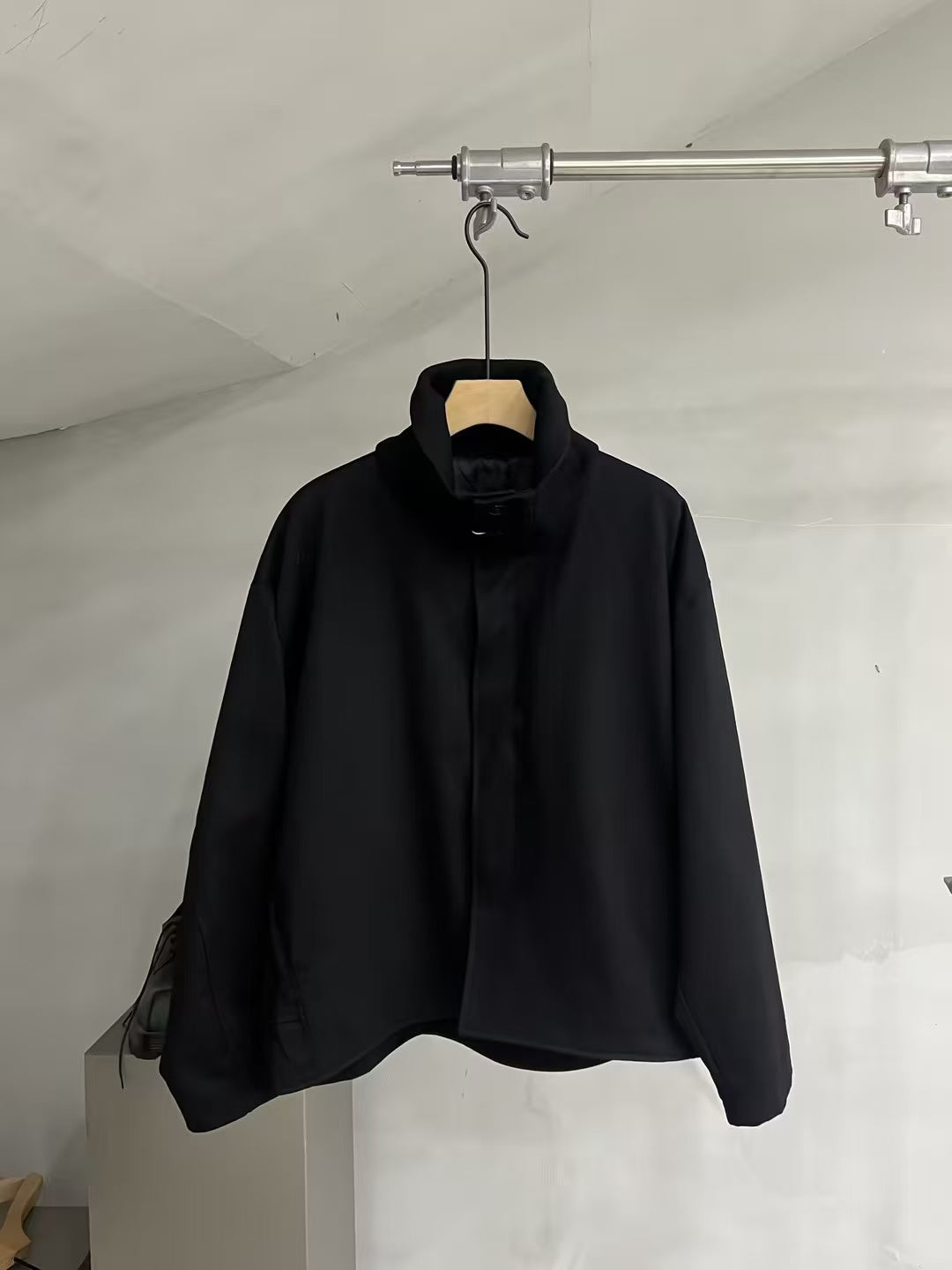 Wrap-Front Stand-Collar Cotton Jacket