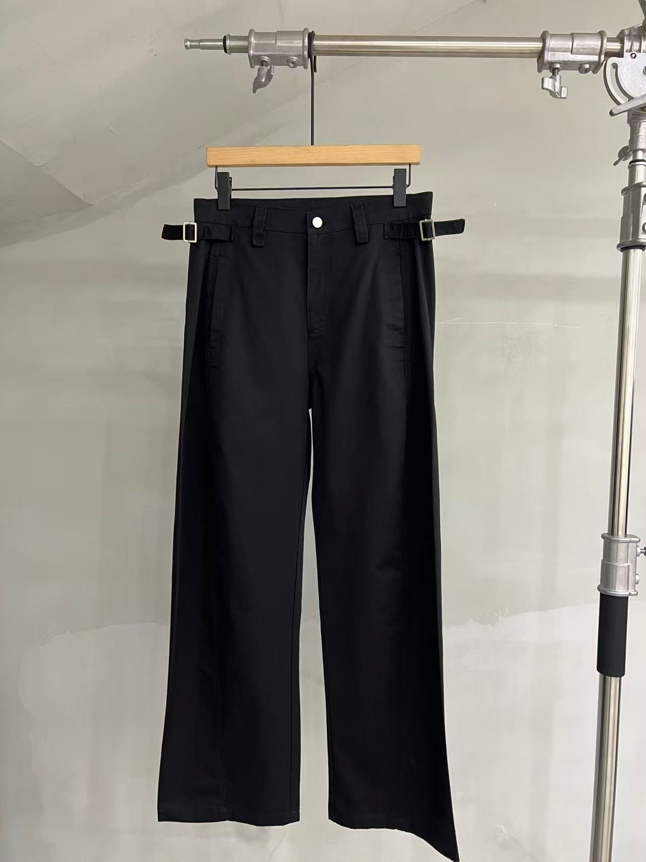 Side-Tab Wide-Leg Trousers