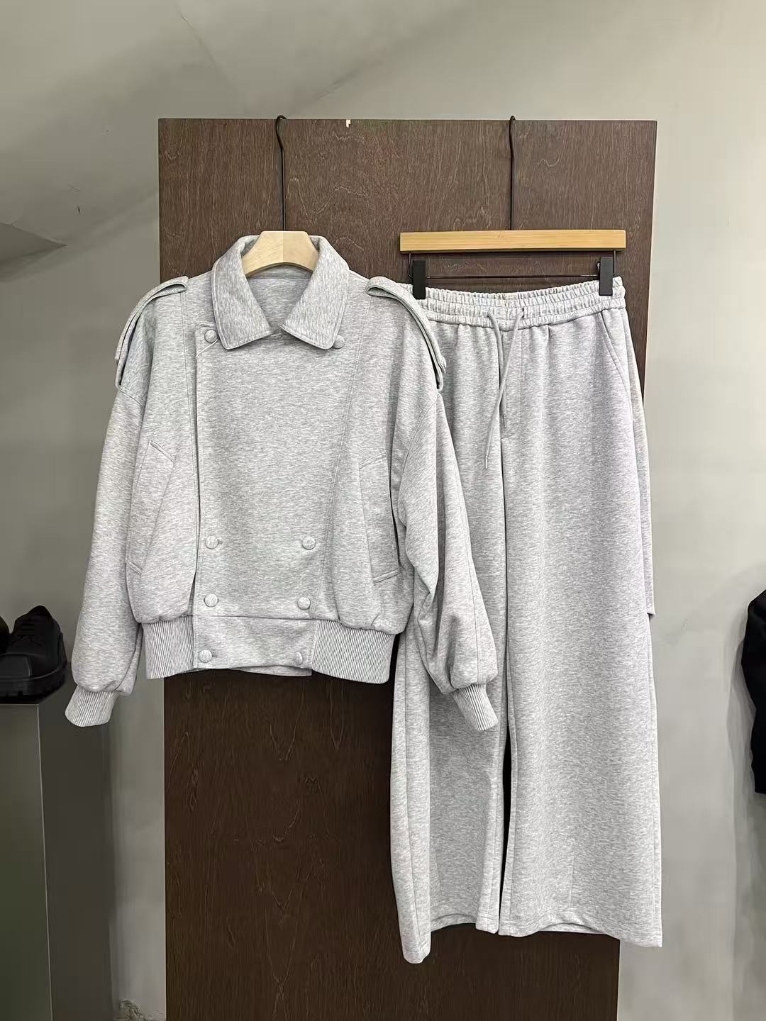Double-Breasted Shoulder-Detail Bomber Jacket
