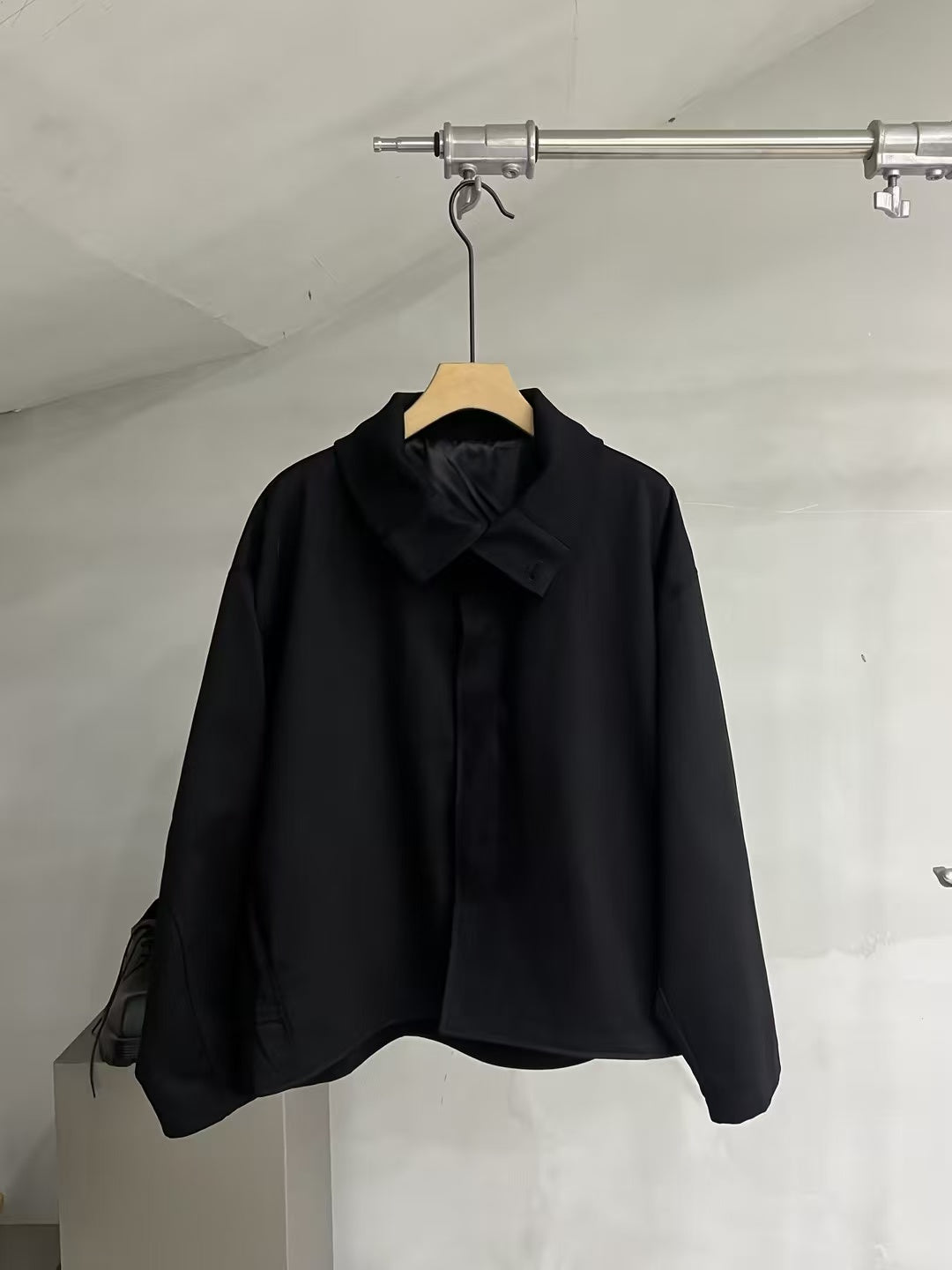 Wrap-Front Stand-Collar Cotton Jacket