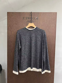 Relaxed Striped Knit Long-Sleeve Top