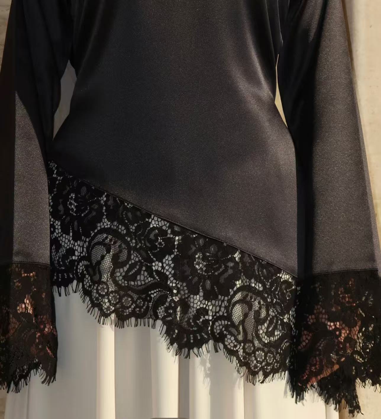 lace-trim-asymmetric-satin-tunic